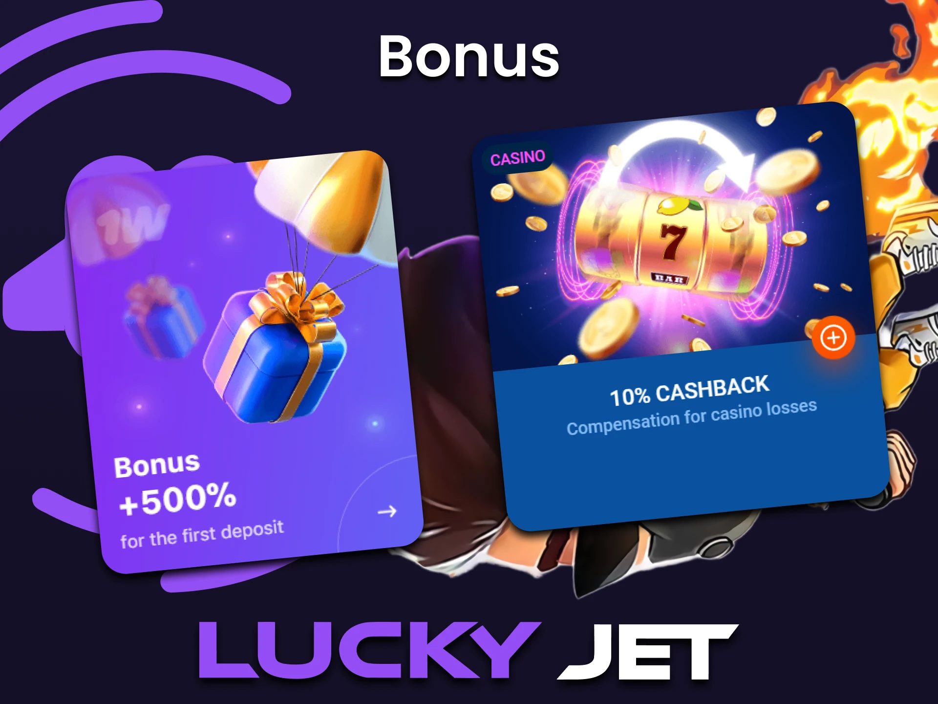 Get bonuses after registering for the game Lucky Jet.