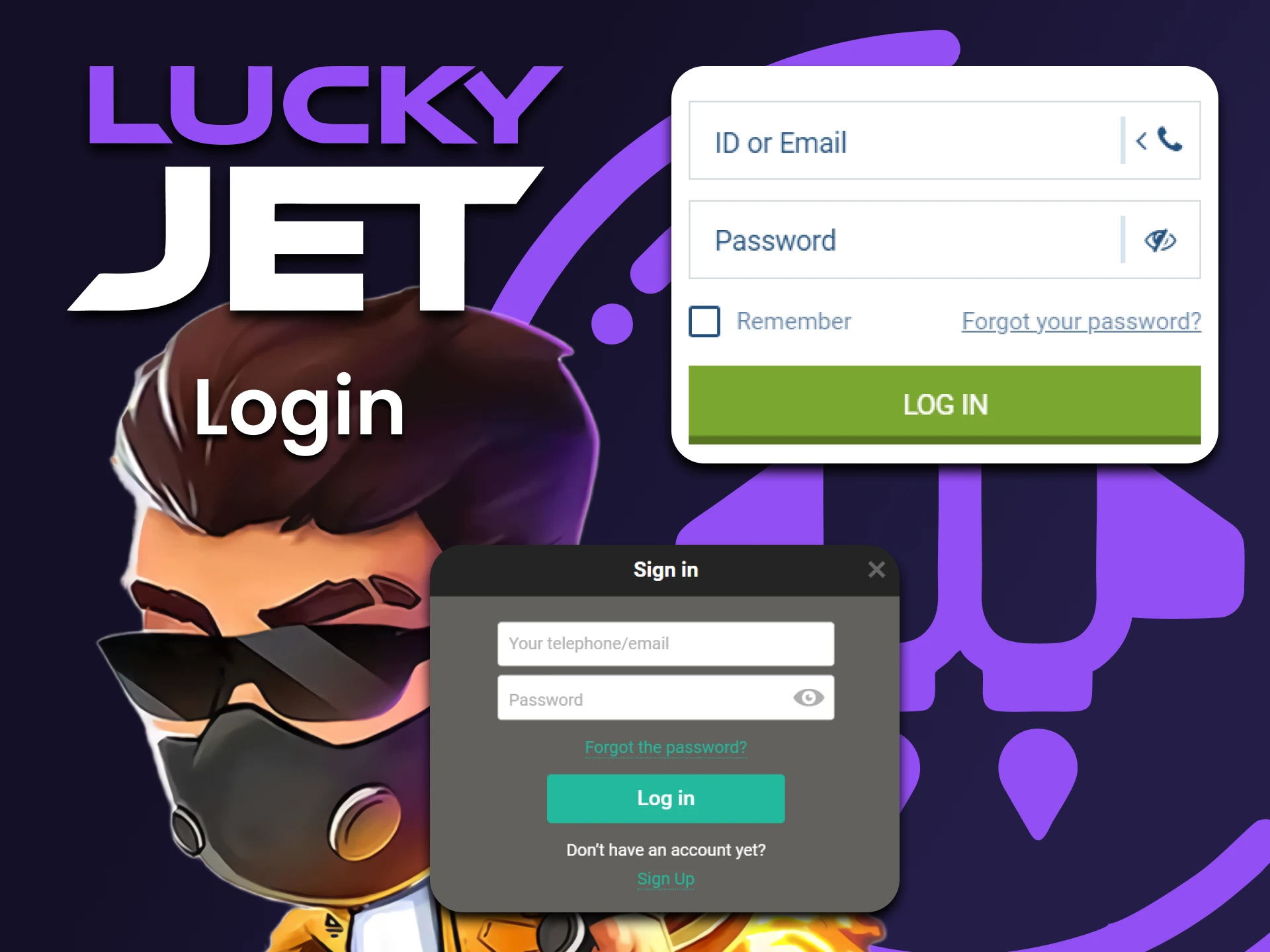 Sign in to your personal account to play Lucky Jet.
