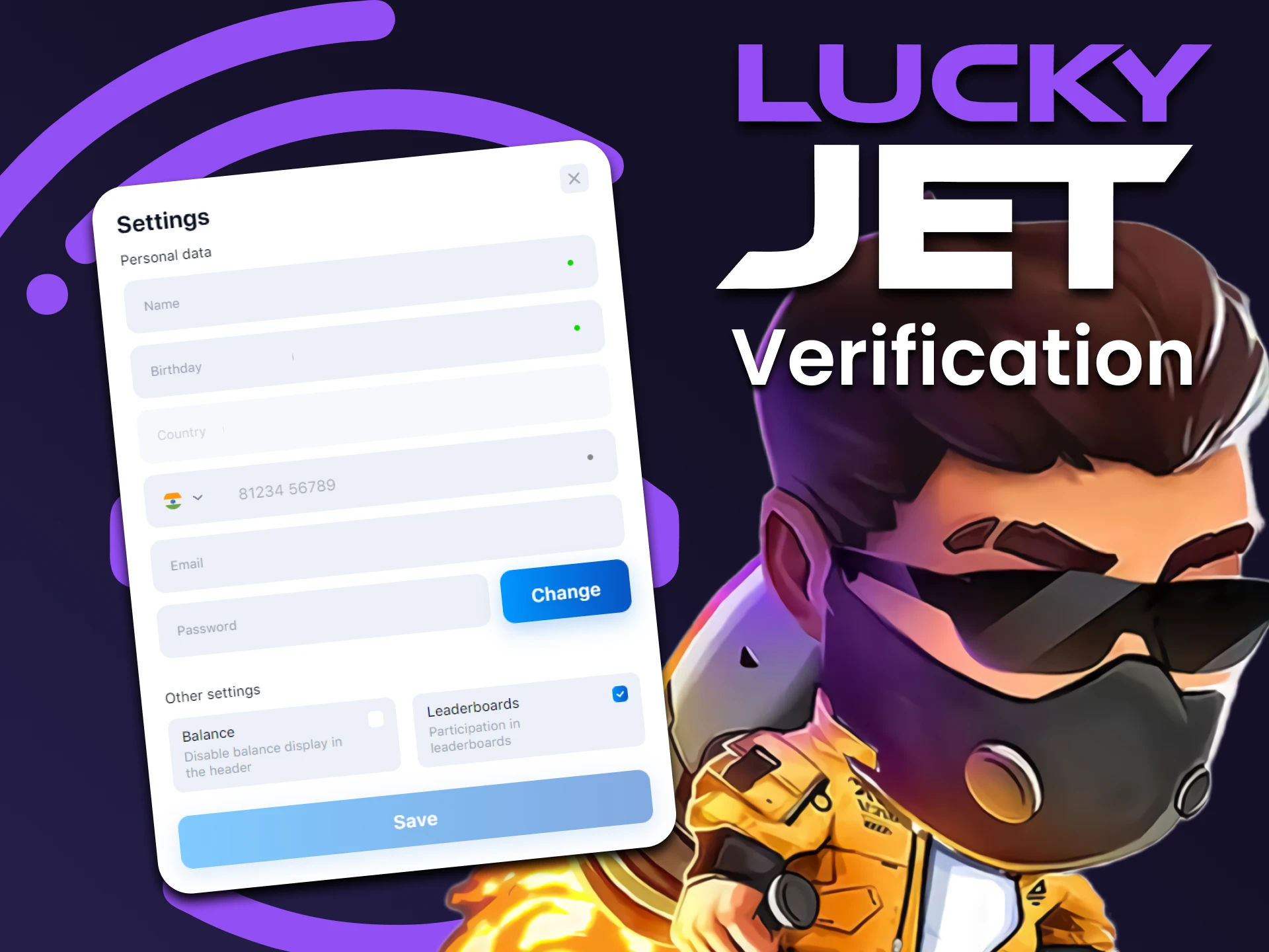 Fill in your personal details to play Lucky Jet.