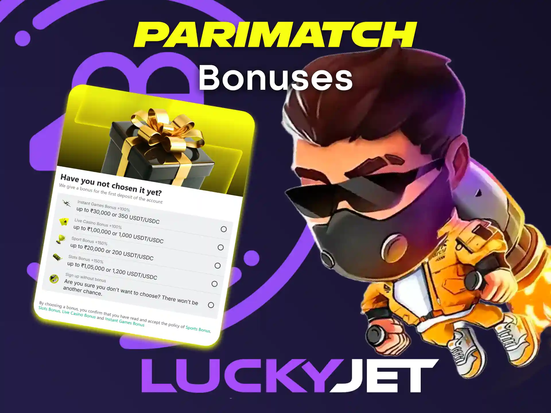 Get bonuses for playing Lucky Jet from Parimatch.