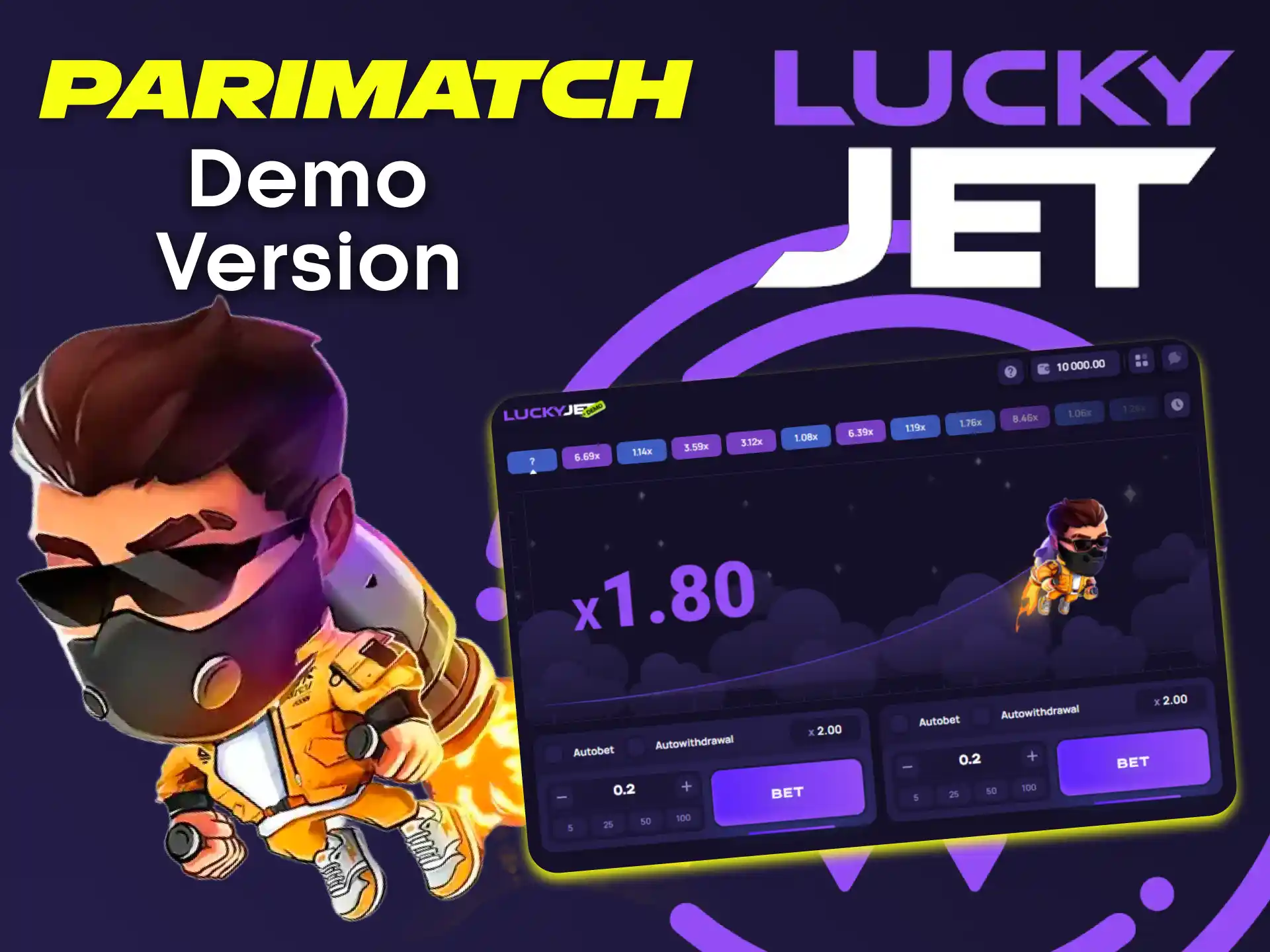 Train in a special version of the Lucky Jet game from Parimatch.