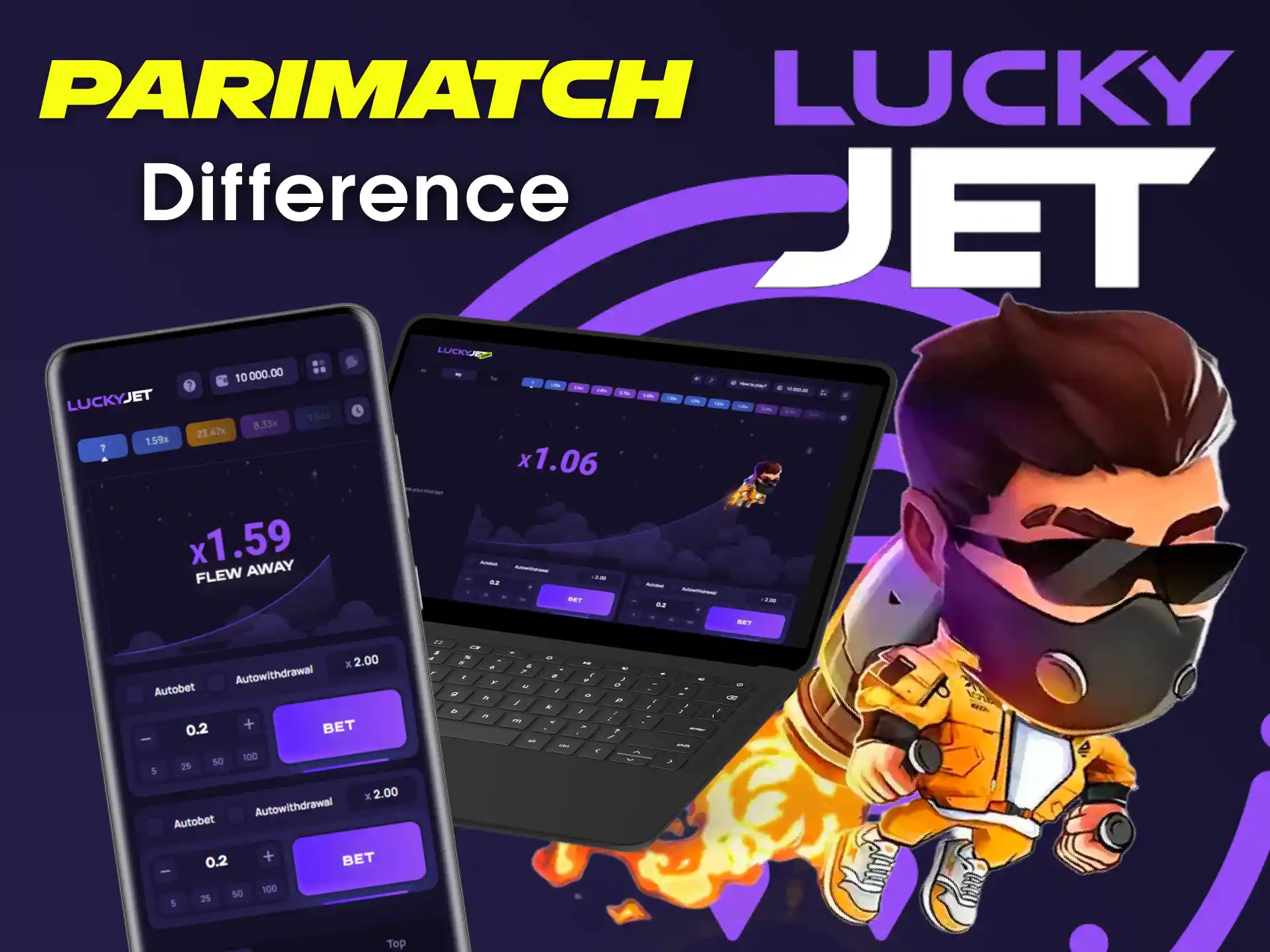 Find out about devices for playing Lucky Jet at Parimatch.