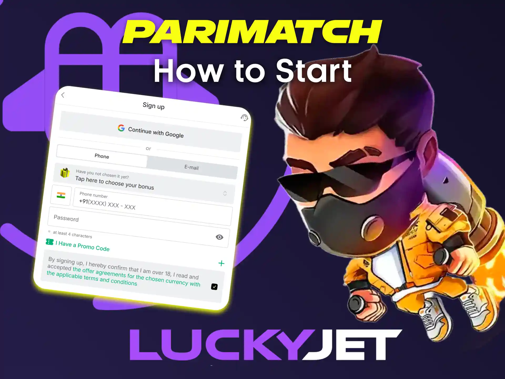 Go to the desired Parimatch section and start playing Lucky Jet.
