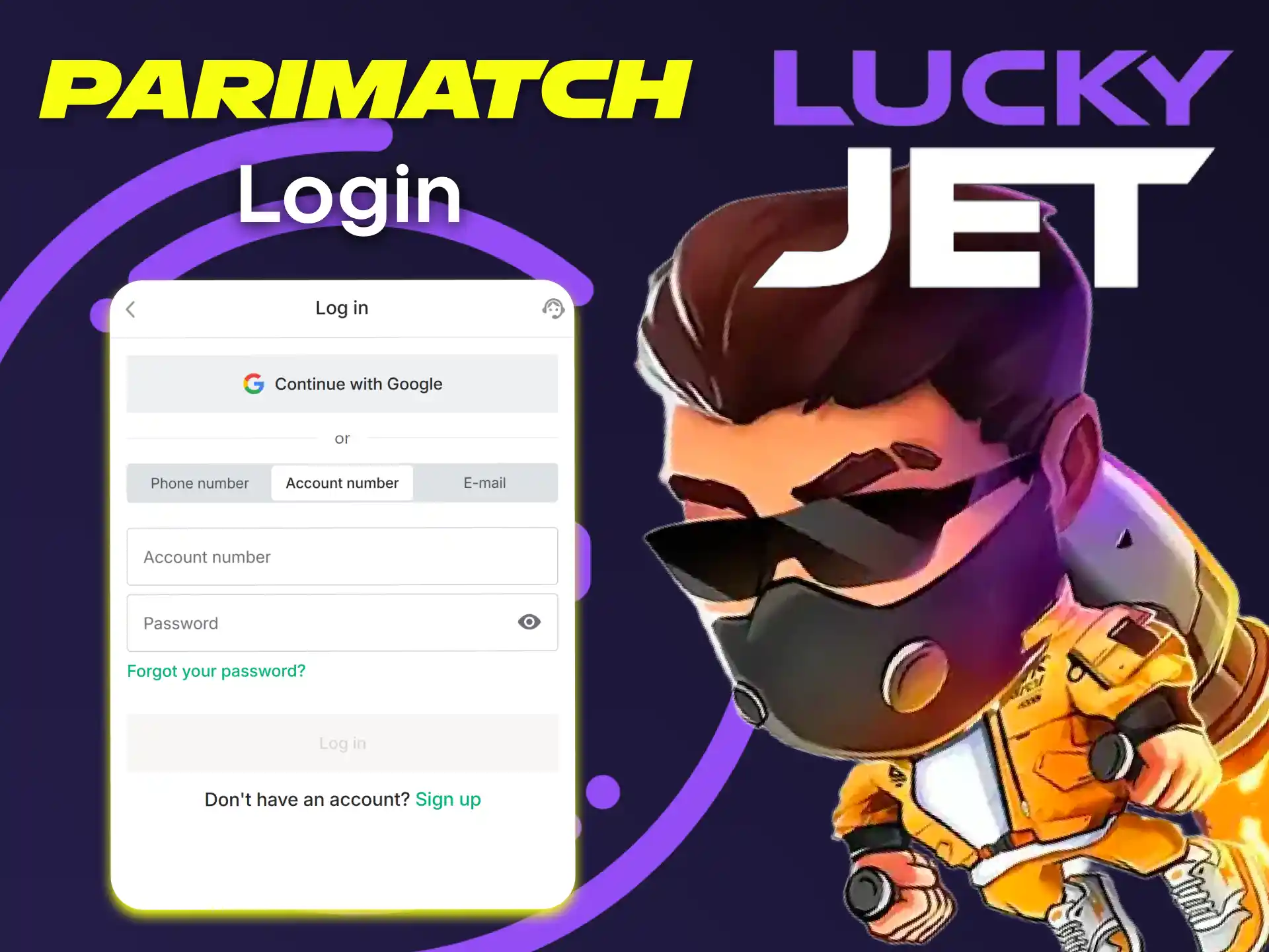Log in to your personal Parimatch account to play Lucky Jet.