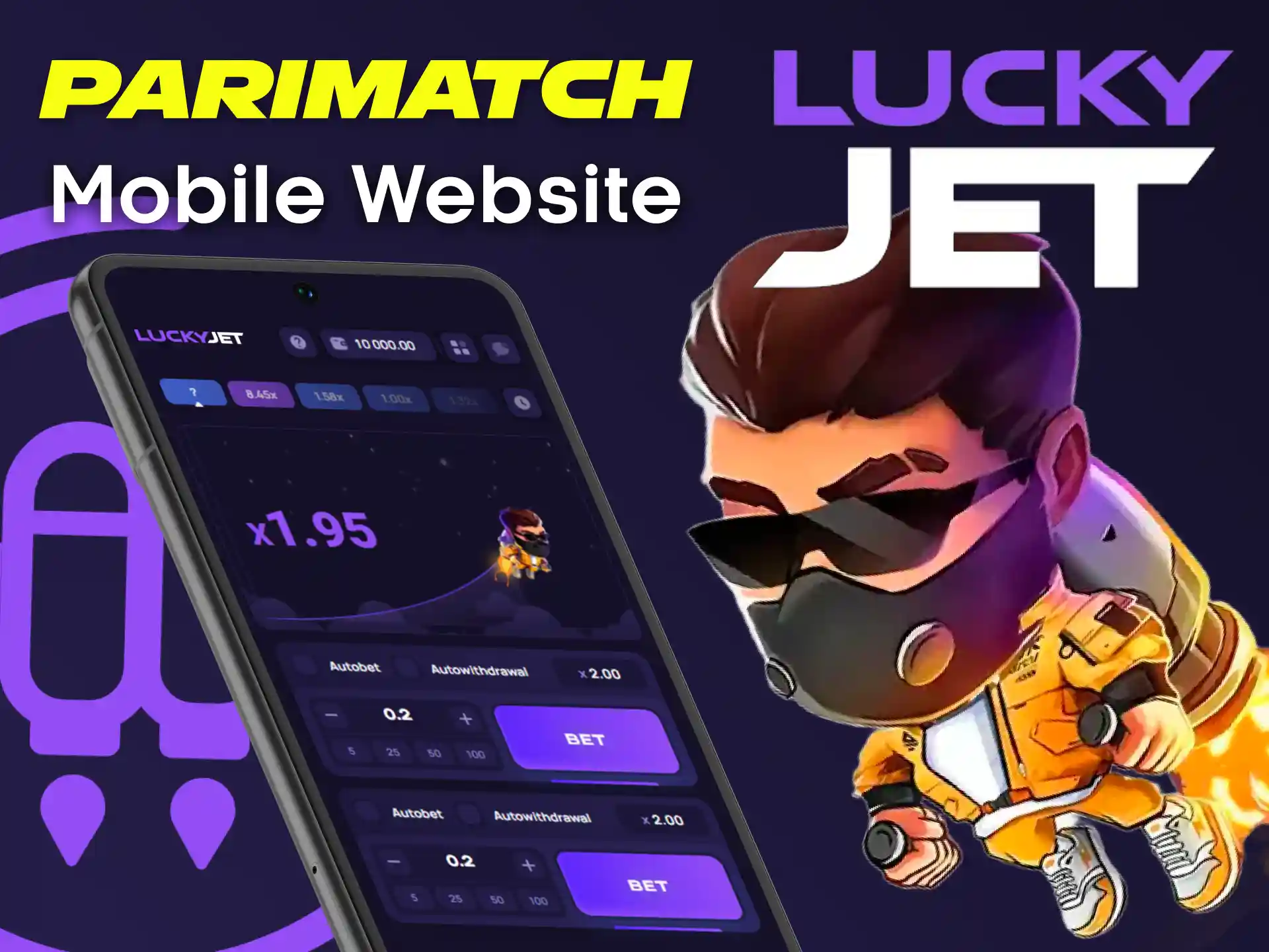 Use your smartphone to play Lucky Jet at Parimatch.